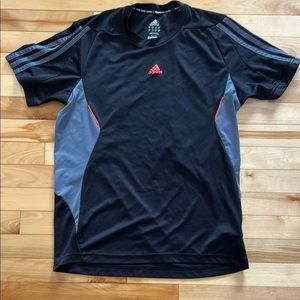 Adidas Black and Gray Short Sleeve Tee Moisture-Wicking
